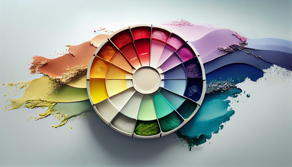 Palette de couleurs texturé rond avec de la poudre
