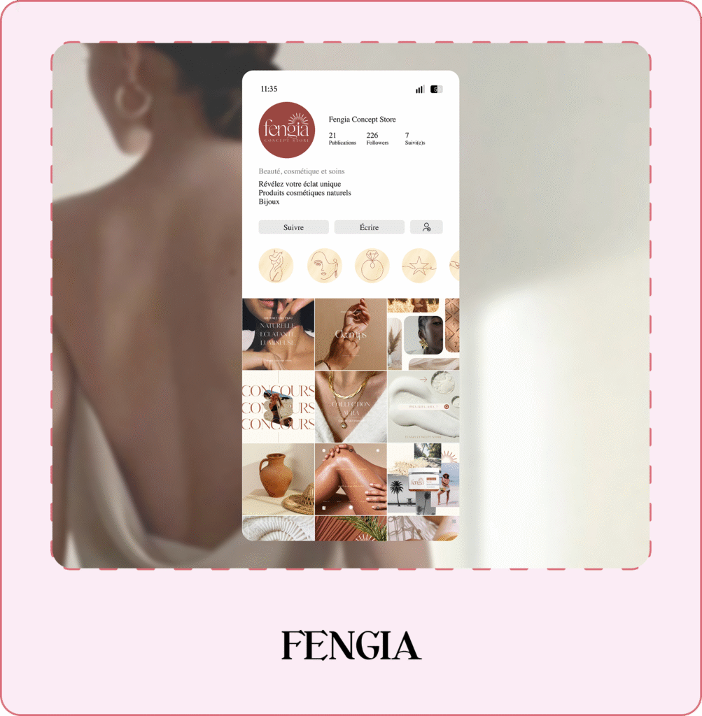 Mockup de compte instagram sur une image de femme de dos portant une robe en soie avec un dos nus